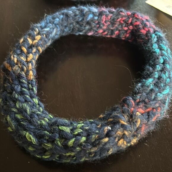 Hand Crafted stretch 100% wool headband turquoise green mocha pink navy Medium - Picture 11 of 11